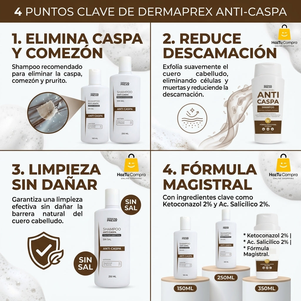Shampoo Anticaspa : Elimina Caspa y Picazón