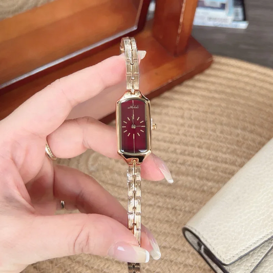 Reloj de Lujo Minimalista para Mujer- Dial Rojo